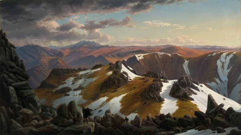 Eugene von Guérard, North-east view from the northern top of Mount Kosciusko (1863) 
