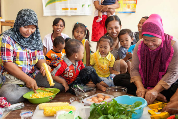 Cooking and nutrition classes are enjoyed by mothers and children alike